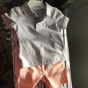 Calvin Klein 12m polo T-shirt and shorts set